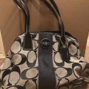 SOLD Gray and black Coach shoulder bag